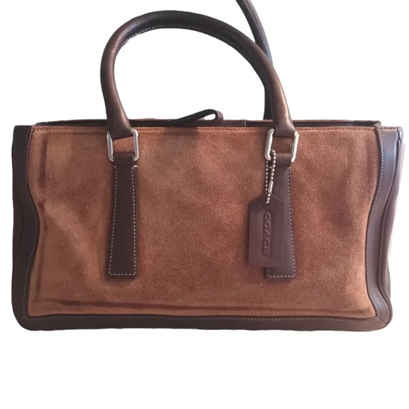 Bags: ファッション Vintage Coach Legacy suede Hand Bag